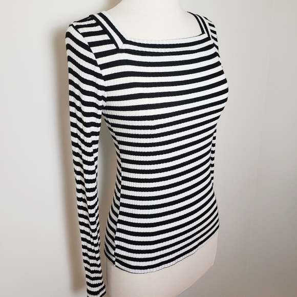 Frame Striped Squareneck Ribbed Top - Picture 3 of 7